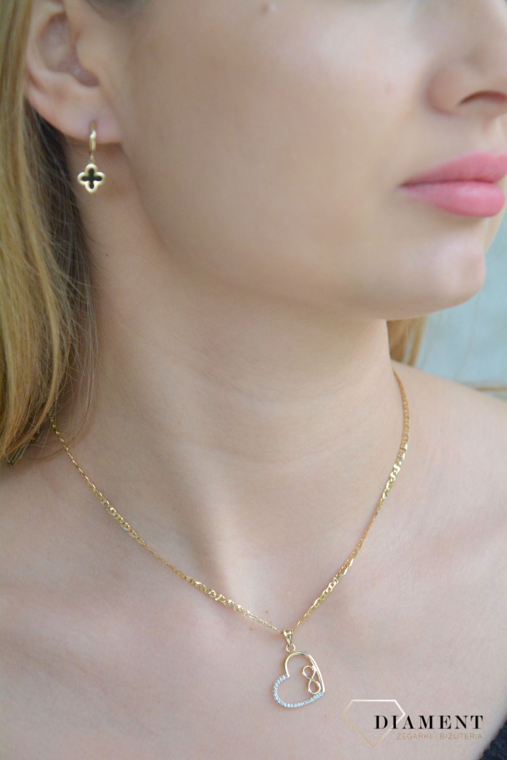 Złota zawieszka 585 Serce z nieskończonością ZA 3359.jpg